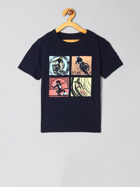 

GAP Boys Navy Blue Printed Round Neck T-shirt