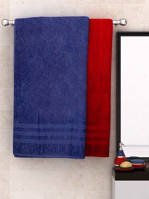 

Athom Trendz Unisex Set of 2 Solid 450 GSM Bath Towels, Blue