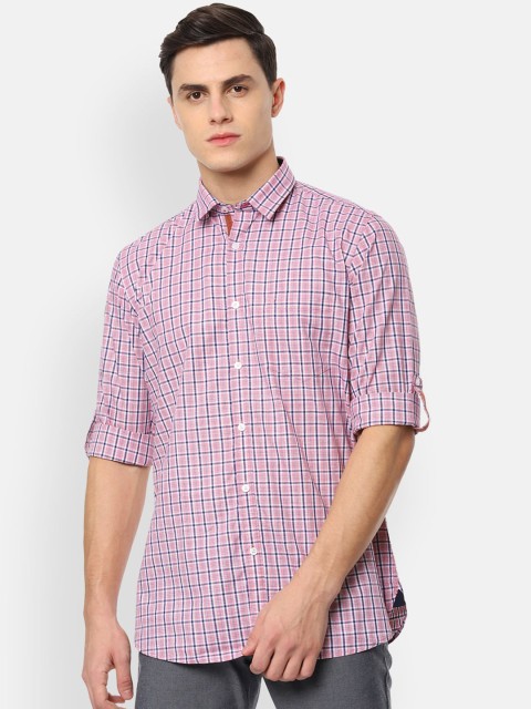 

Van Heusen Sport Men Pink & Black Slim Fit Checked Casual Shirt
