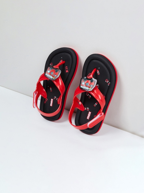 

max Boys Red Printed Thong Flip-Flops