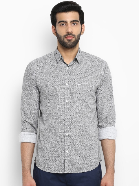 

Park Avenue Men White & Black Slim Fit Printed Casual Shirt