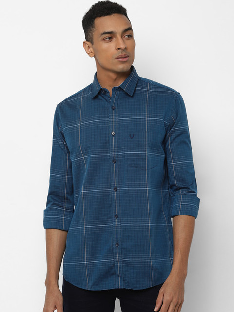 

Allen Solly Men Blue & Beige Regular Fit Checked Casual Shirt