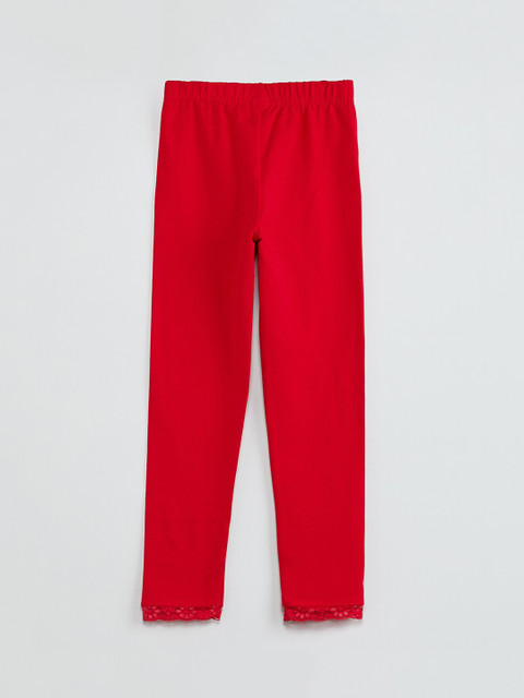 

max Girls Red Solid Ankle-Length Leggings