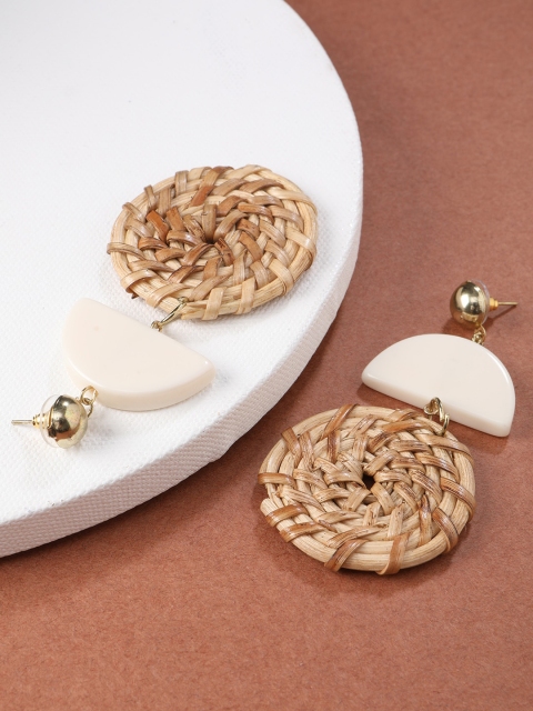 

STREET 9 Beige Circular Drop Earrings