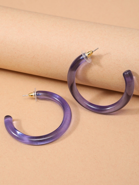 

STREET 9 Purple Crescent Shaped Half Hoop Earrings