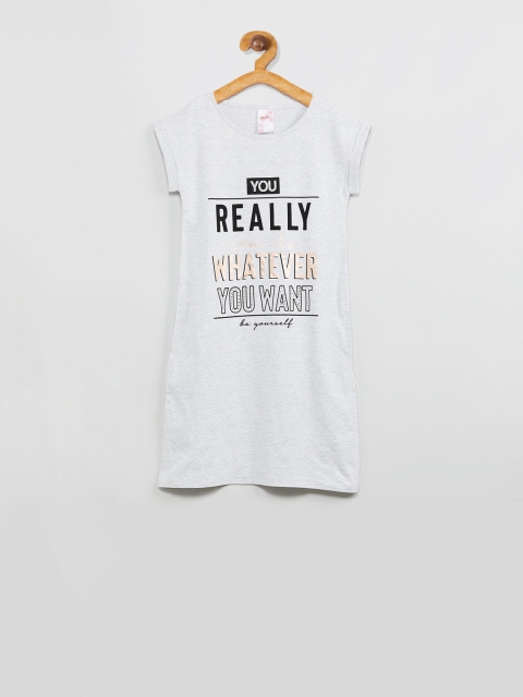 

max Girls Grey Printed T-shirt Dress