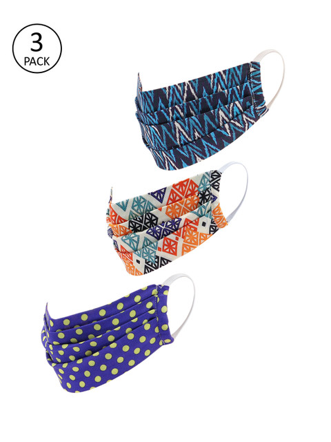 

LEGAL BRIBE Women 3 Pcs 3-Ply Printed Antimicrobial Cotton Masks, Multi