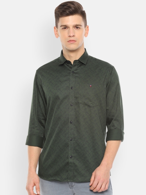 

Louis Philippe Jeans Men Olive Green Slim Fit Printed Casual Shirt