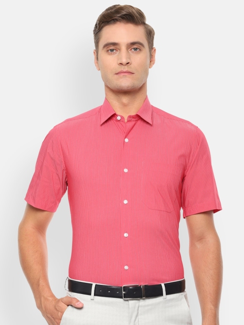 

Louis Philippe Men Pink & Grey Slim Fit Striped Formal Shirt