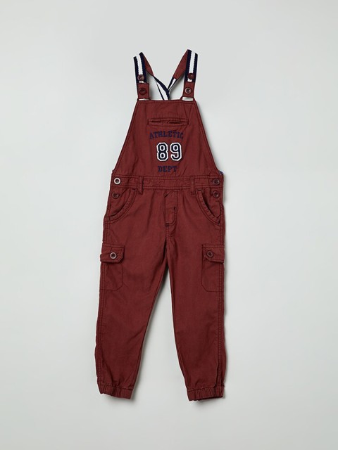 

max Boys Rust Red Solid Dungarees