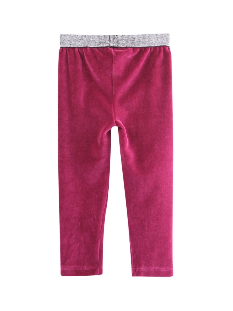 

Beebay Girls Magenta Solid Velour Lurex Waistband Ankle-Length Leggings