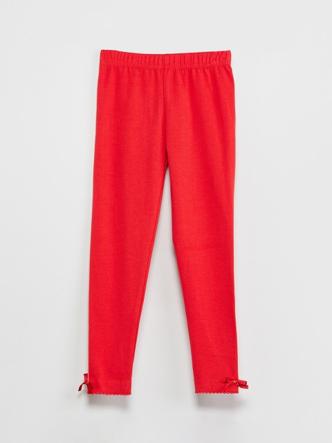 

max Girls Red Solid Ankle-Length Leggings