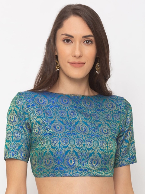 

Globus Women Blue & Green Printed Saree Blouse