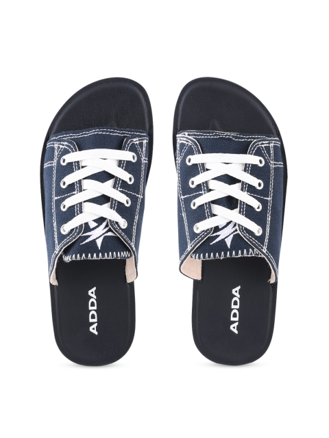 

Adda Men Navy Blue Solid Sliders