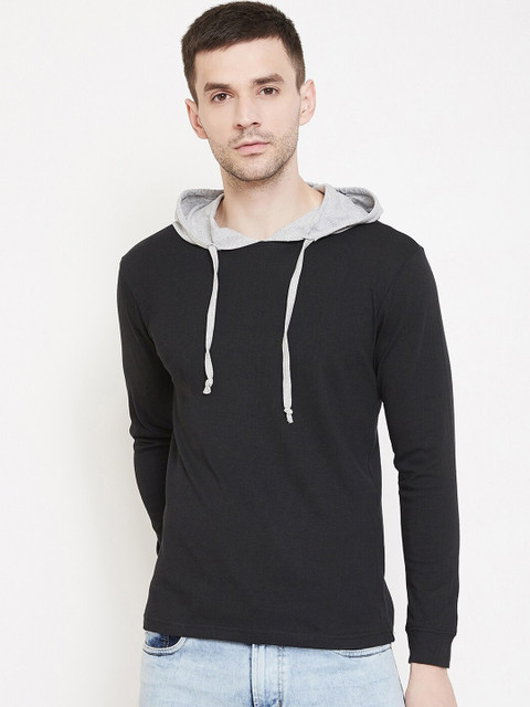 

GRITSTONES Men Black Solid Hood T-shirt