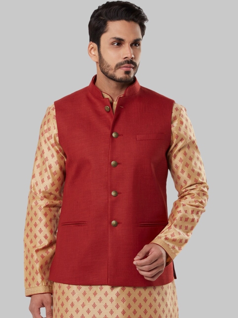 

Ethnix by Raymond Men Rust-Coloured Solid Nehru Jacket