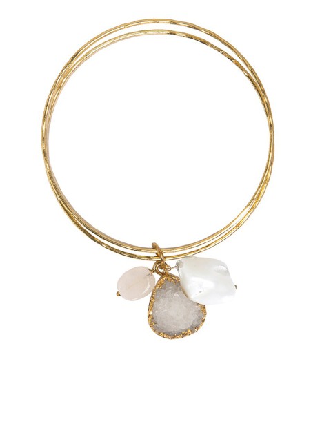 

INDYA Gold-Plated Agate Stone Studded Multistrand Bracelet