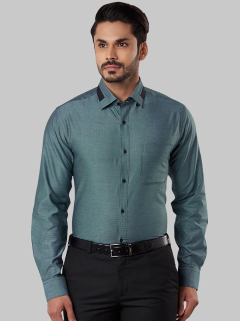 

Raymond Men Green Slim Fit Self Design Formal Shirt