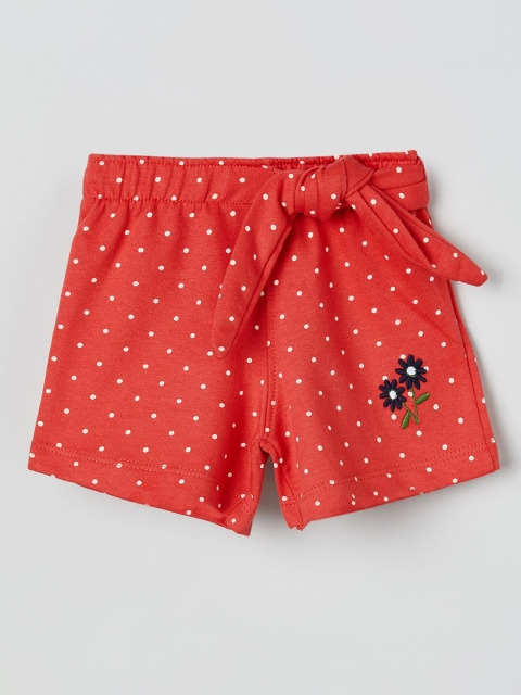 

max Infant Girls Red & White Printed Regular Fit Regular Shorts