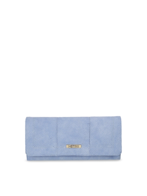 

Metro Blue Textured Envelope Clutch