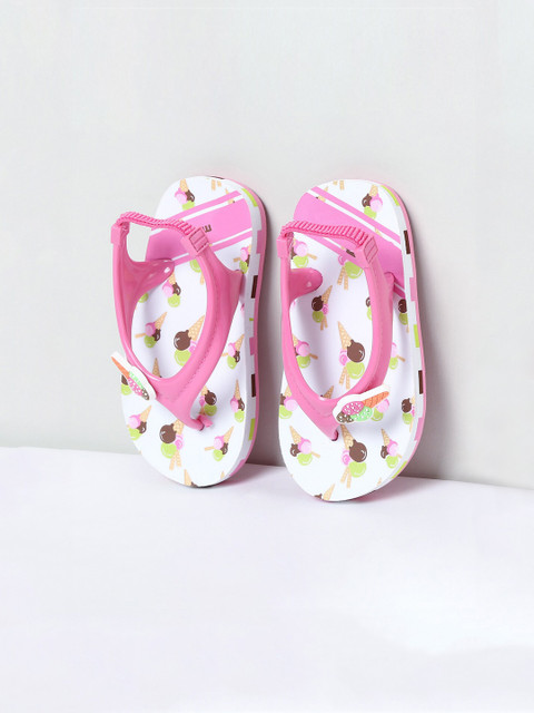 

max Girls Pink Printed Thong Flip-Flops