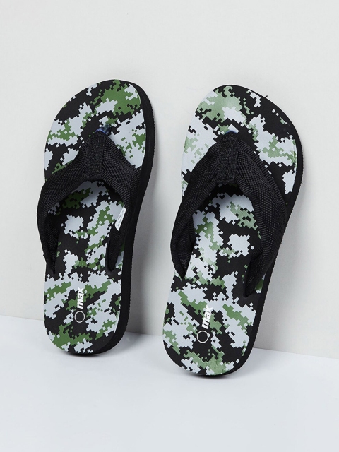 

max Boys Black & Off-White Printed Thong Flip-Flops