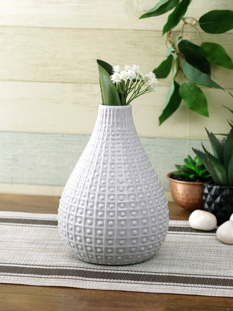 

TAYHAA White Ceramic Vase, Grey
