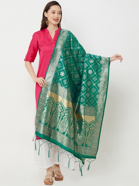 

Satrani Green Jacquard Banarasi Woven Design Dupatta
