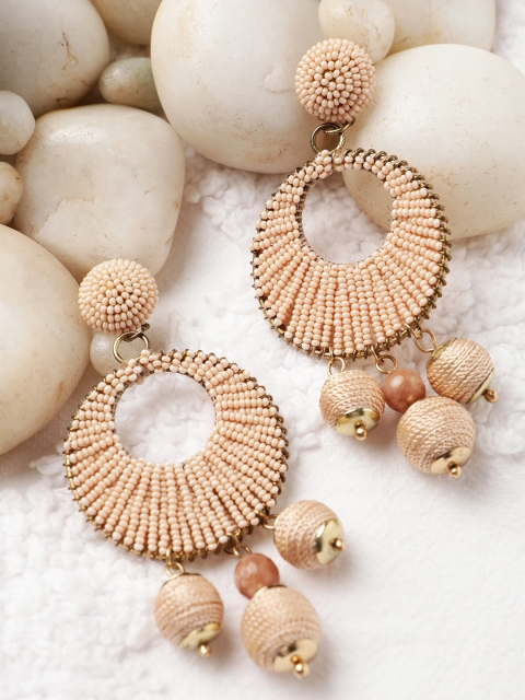 

STREET 9 Peach-Coloured Geometric Drop Earrings