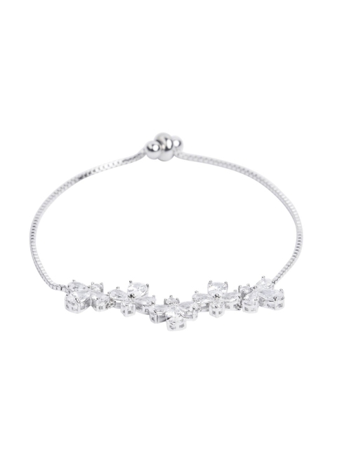 

shaze Silver-Toned Rhodium-Plated Link Bracelet
