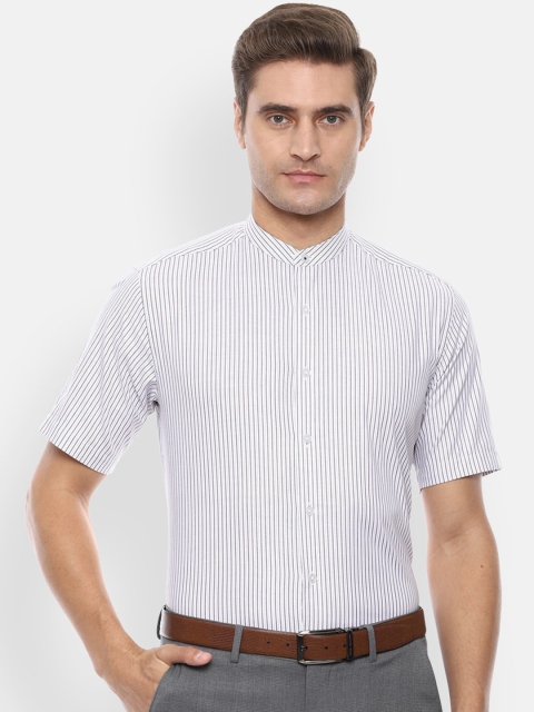 

Louis Philippe Men White & Black Slim Fit Striped Formal Shirt
