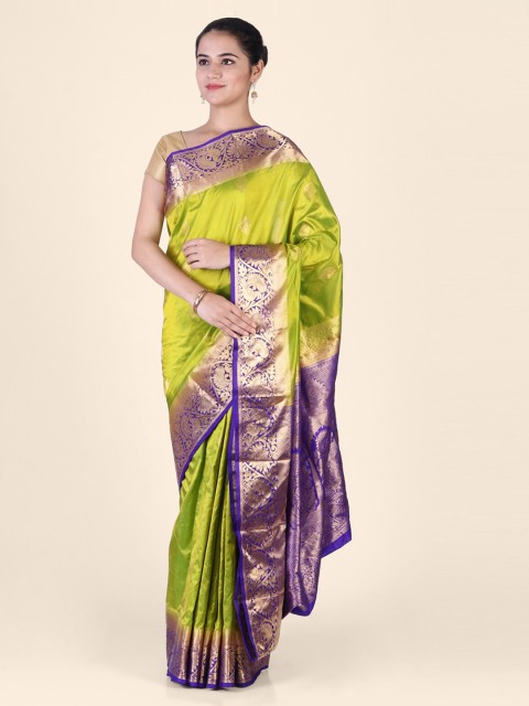 

Hastakala Green & Purple Pure Silk Woven Design Kanjeevaram Saree