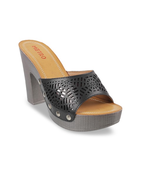 

Metro Women Black Textured Platform Heels