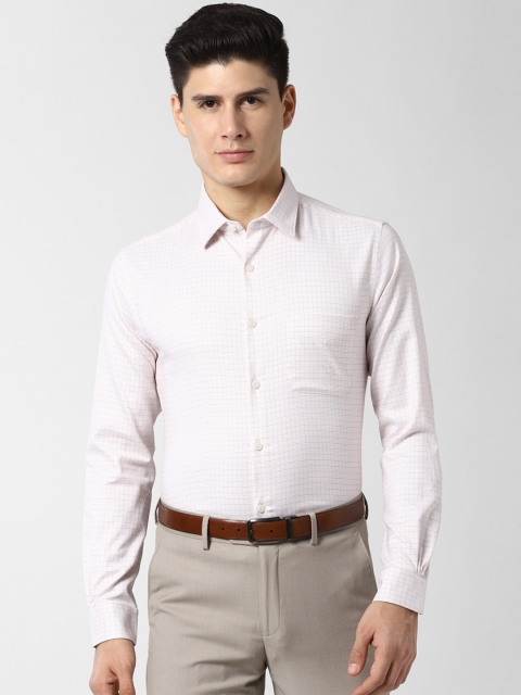 

Peter England Elite Men White Slim Fit Checked Formal Shirt