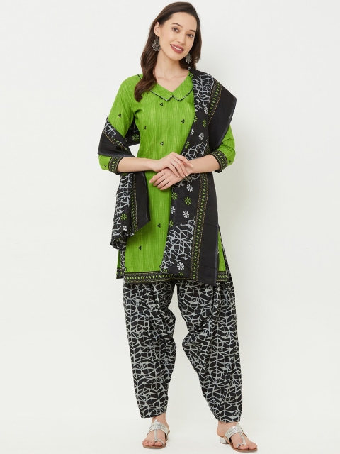 

Satrani Green & Black Pure Cotton Unstitched Dress Material