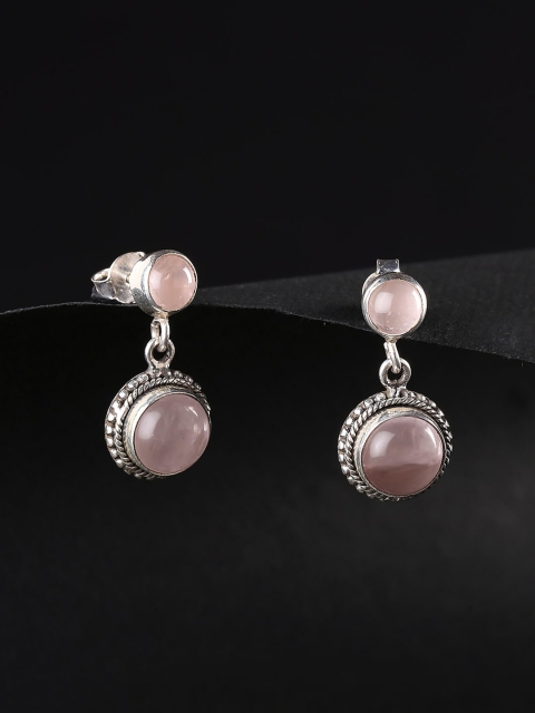 

Yellow Chimes Women Pink & Silver-Toned Circular Drop Earrings