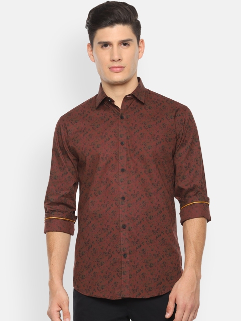 

V Dot Men Brown Slim Fit Printed Casual Shirt