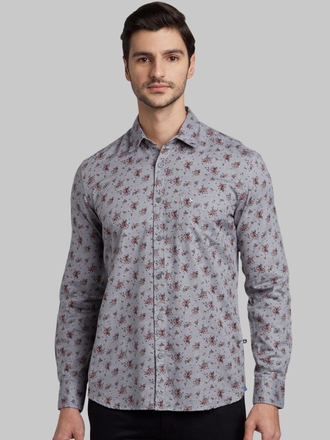 

Parx Men Red & Grey Slim Fit Floral Printed Casual Shirt