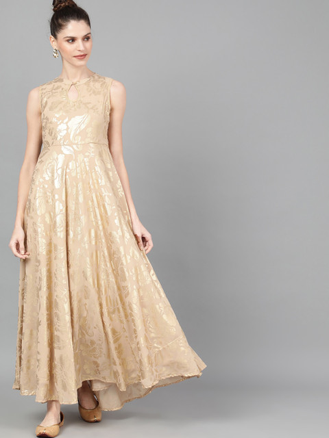 

AKS Women Gold-Toned Printed Maxi Dress