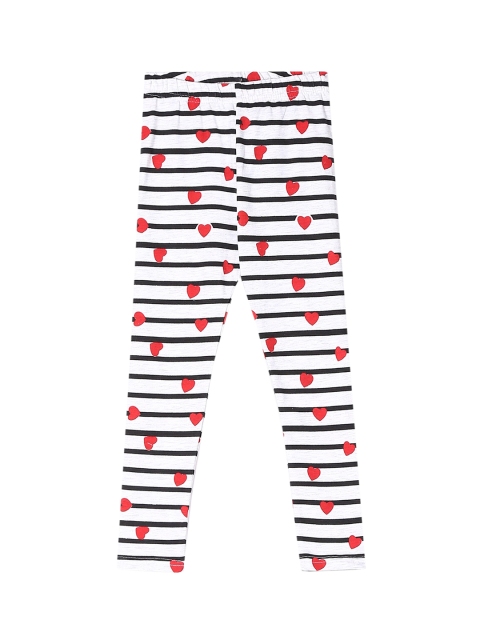 

Cherokee Girls White & Black Striped Ankle-Length Leggings