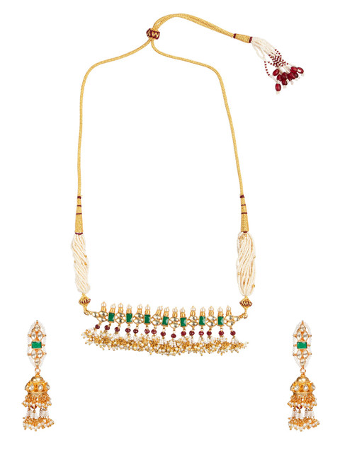 

MORKANTH JEWELLERY Gold-Plated Pachi Kundan Handcrafted Jewellery Set