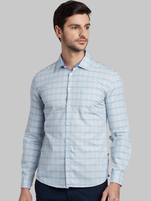 

Parx Men Blue Slim Fit Checked Casual Shirt