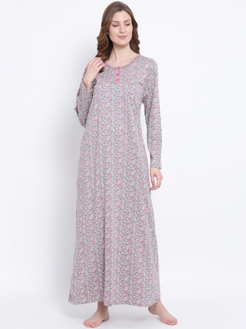 

Kanvin Women Grey Printed Nightdress