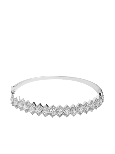 

shaze Silver Rhodium-Plated Cuff Bracelet