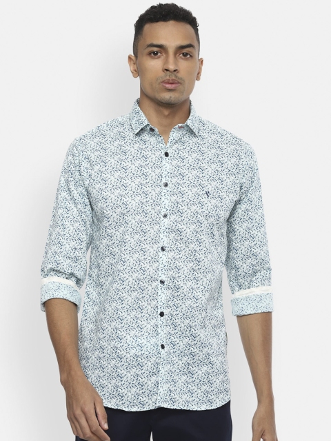 

V Dot Men Blue Slim Fit Printed Casual Shirt