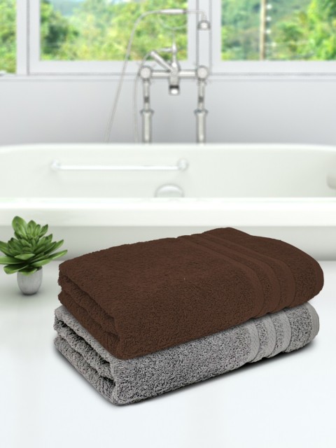 

Athom Trendz Unisex Unisex Set of 2 Solid 450 GSM Bath Towels, Brown