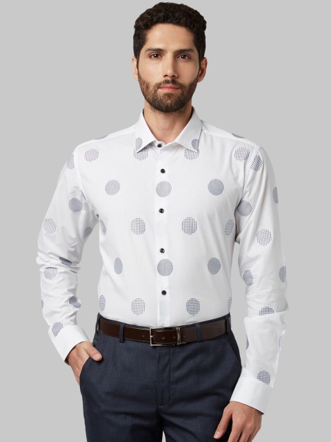 

Park Avenue Men White & Blue Slim Fit Printed Formal Shirt