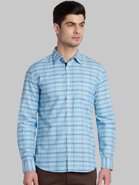 

Parx Men Blue Slim Fit Checked Casual Shirt
