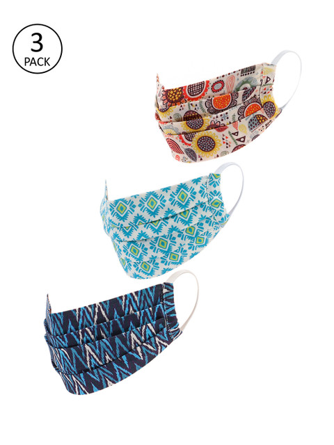 

LEGAL BRIBE Women Pack of 3 Multicoloured 3-Ply Printed Cotton Mask, Multi