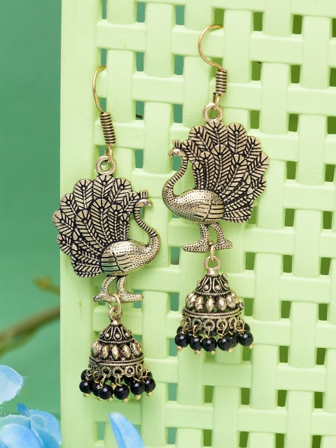 

Stoln Gold Plated Black Handcrafted Classic Jhumkas